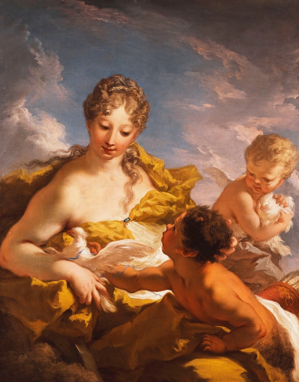 Venere con fauno, amorino e colombe